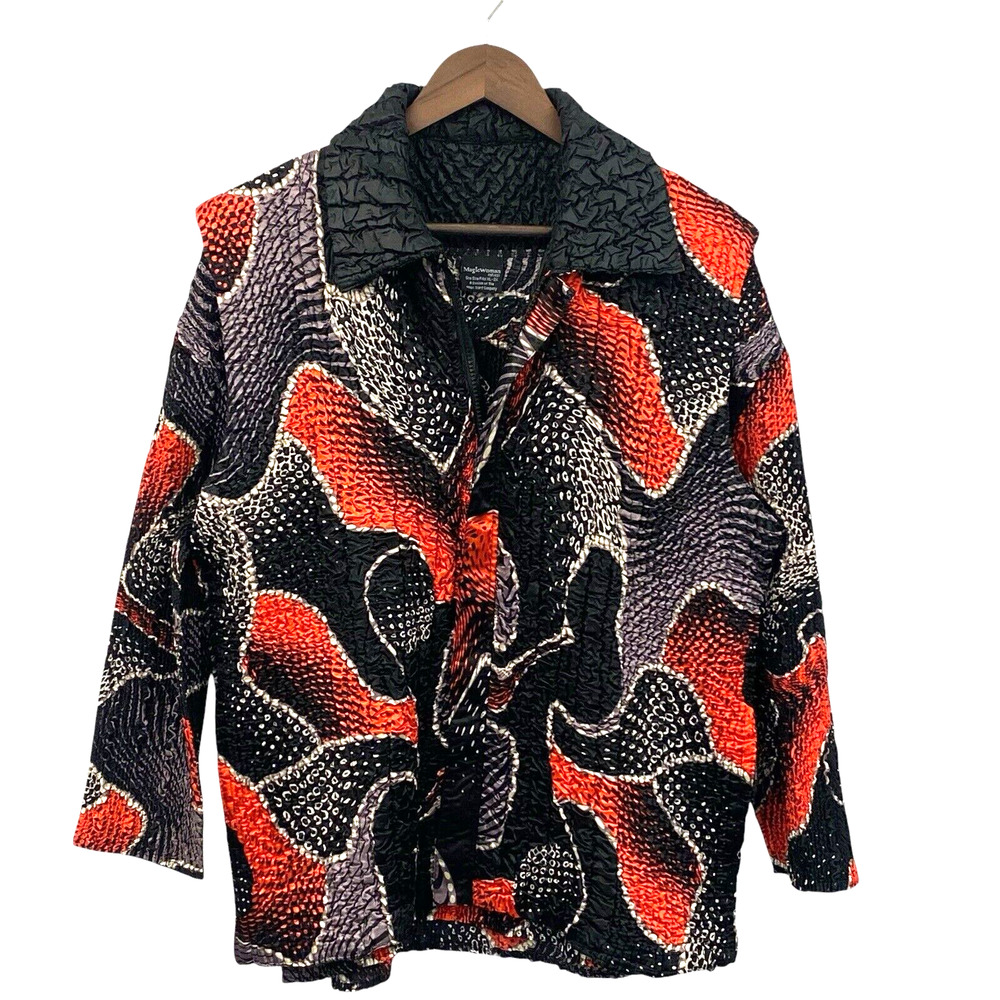 Magic Woman It Fits‎ Abstract Crinkle Top & Reversible Crinkle Vest Womens XL-2X